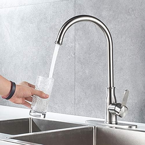 Single Handle Kitchen Faucet Stainless Steel Brushed Nickel，Modern High Arc - Image 2