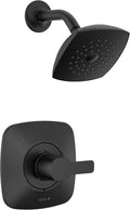 Delta Modern 14 Series Shower Faucet Set, Matte Black Shower Head and Handle Set, Valve Trim Kit, Matte Black T142339-BL-PP (Valve Not Included)
