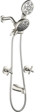 2 Handles Shower Faucet Set with Tub Spout Bathtub Shower Faucet Combo Set Shower System Complete Tub and Shower Trim Kit Brushed Nickel Wall Mounted Shower Fixtures