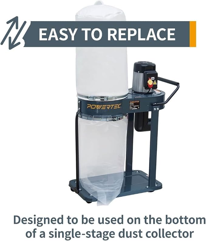 POWERTEC 70426 Dust Collector Bags and Clamp Set | 21" x 31" x 1 Micron Filter - Image 8