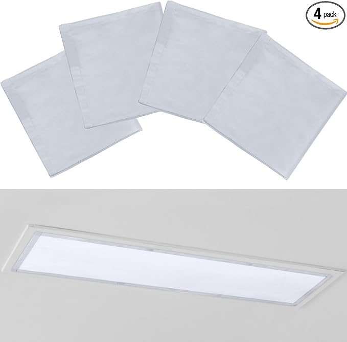 4 Pcs 1 x 4 ft Magnetic Fluorescent Light Covers Fabric Ceiling Light Filter by Wowangce