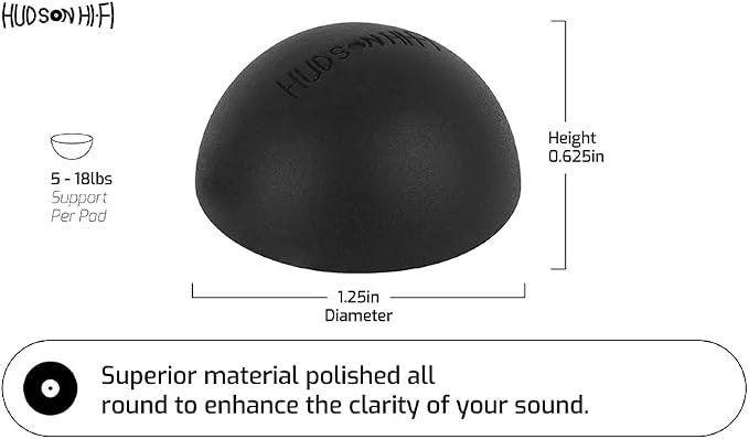 Hudson Hi-Fi 1.25" Platinum Silicone Hemisphere Bumper, Non-Skid Isolation Feet - Image 3