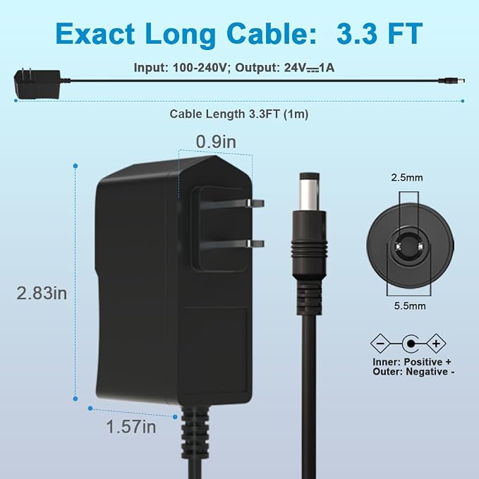 24V 1A Power Supply Adapter 24W Switching Power Cord - Image 8