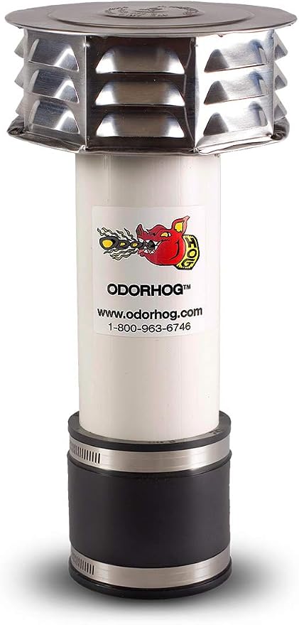OdorHog Metal Cap Clamp On Vent Stack Pipe Filter 3", Removes Outdoor Septic by OdorHog-StoptheStink