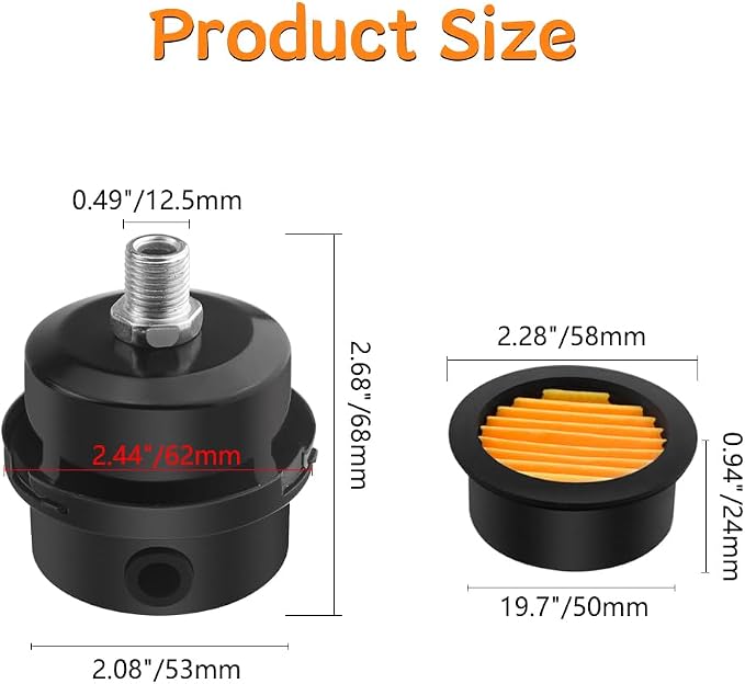 WMYCONGCONG 2 PCS 1/4" 12.5mm Air Compressor Silencer Filter Metal Air - Image 2
