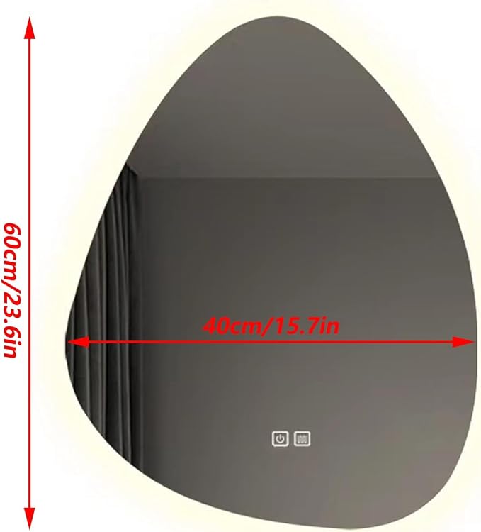 Irregular Bathroom Mirror with LED Lights, Wall Mounted Mirror with Touch - Image 7