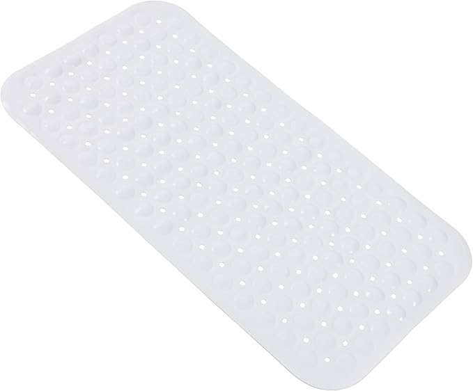 Anti-Slip Bathtub Shower mat, 27.5×14.5（Approximately 70×37cm） inch Soft Oversized Machine Washable Non-Slip Bathtub mat with Drainage Holes, Bathroom Floor Suction Cup.（1-Opaque White）
