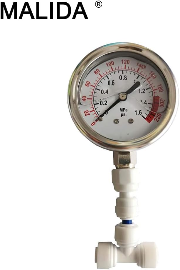 Malida Stainless Water Pressure Test Gauge, Water Pressure Detector - Image 5