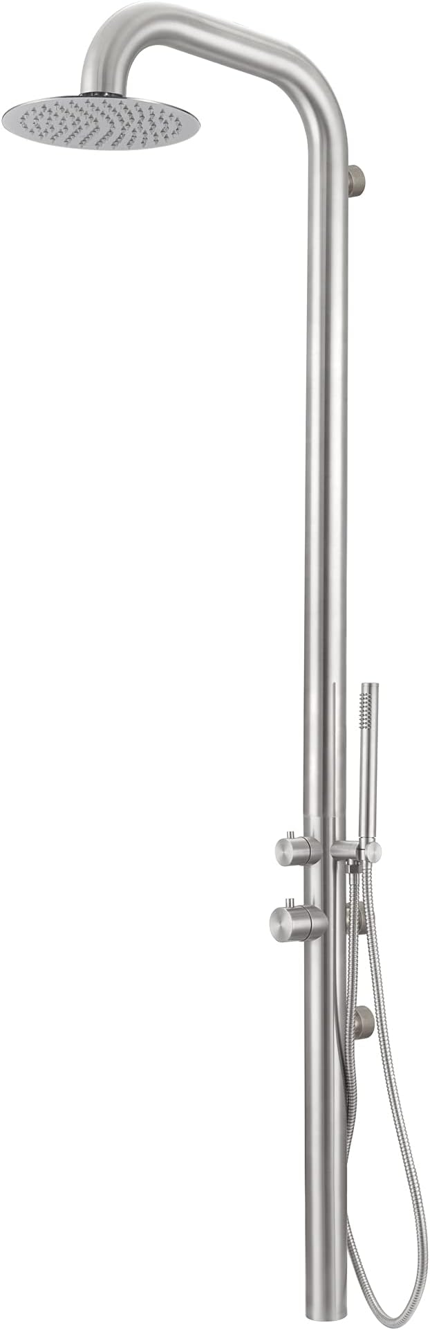 HEATGENE Outdoor Shower with Body Jets and Handheld, Wall-Mounted Shower Head for Outside/Poolside/Patio Drench Shower - Brushed