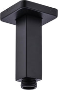 Black Shower Arm with Flange, BSTIIU Ceiling Mount Shower Head Extension Arm, Stainless Steel Square Shower Arm, 4 Inch
