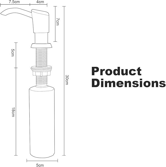 Soap Dispenser, Kitchen Sink Soap Dispenser Built in and Refill from The Top Design,Brushed Nickel ABS Head with 12 Ounce Bottle