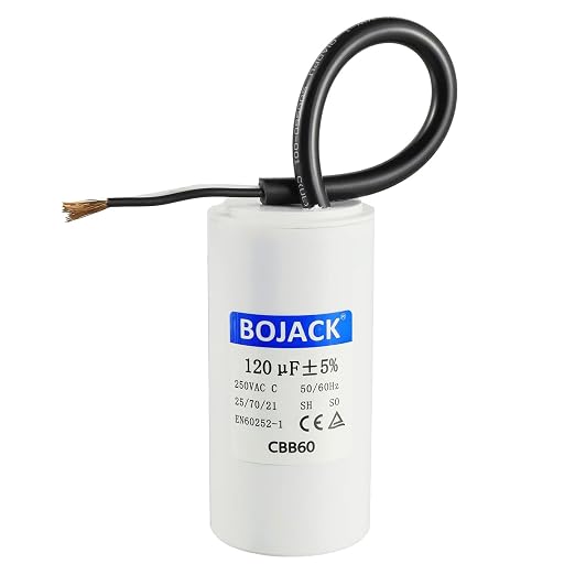 BOJACK Run Capacitor 120 uF 250V AC 120 MFD CBB60 2 Wire 50/60Hz Cylinder Motor by BOJACK
