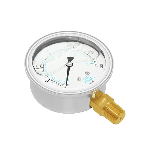 Joywayus Pressure Gauge 0-30 PSI Brass 1/4" NPT Male Thread Lower Mount - Image 3