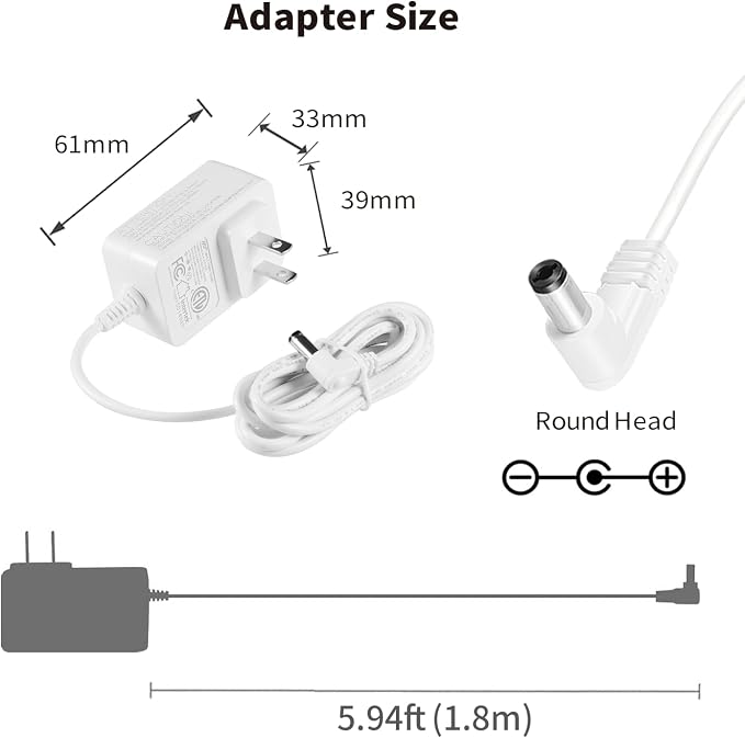 12V Power Cord for Levoit Core Mini Air Purifier LAP-C161-WUS LAP-C161-KUS - Image 4