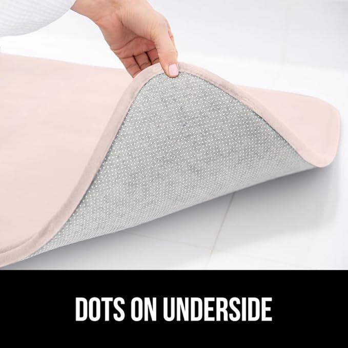 GORILLA GRIP Memory Foam Bath Mat, Soft Absorbent Velvet Bathroom Mats, Durable Dots on Underside, Machine Washable Bathmat, Carpet Rug Room Decor for Shower Tub Floor RV, 30x20 Rugs, Pink