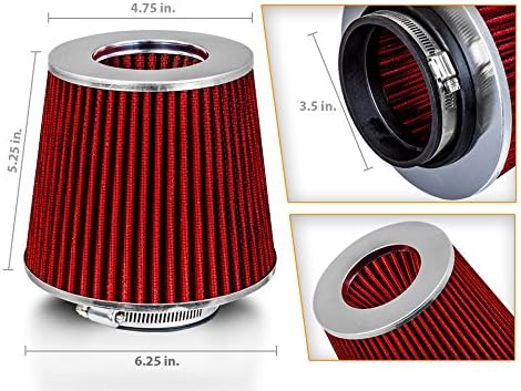 Rtunes Racing Universal Clamp-On Air Filter, Standard Cone, Dry Washable Design - Image 2