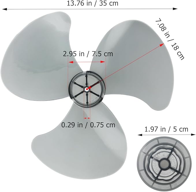 16 inch Plastic Fan Blade with Nut Cover, 3-Blade Replacement Part - Image 3