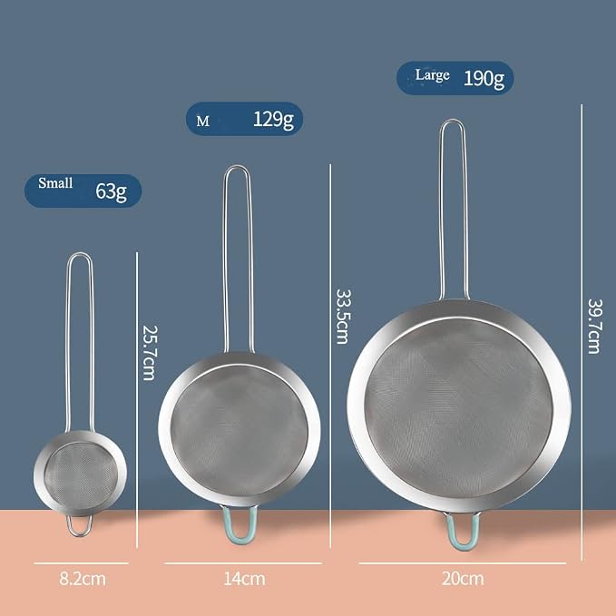 304 Stainless Steel 5.51 inch Fine Mesh Strainers - Image 3