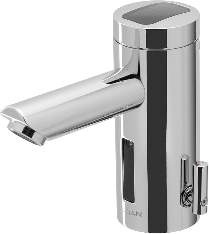 Sloan Optima EAF-275 Sensor Activated Solar Touch-Free, Commercial Grade with Mounting Hardware - 0.5GPM Solar Powered, Deck-Mounted Mid Body, Polished Chrome Finish, 3335017