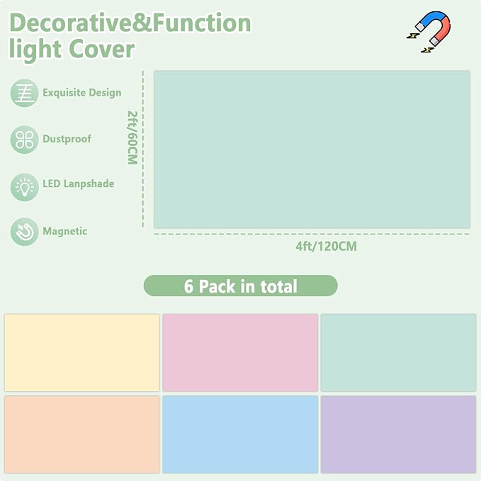 QOUBAI 6 Pcs Fluorescent Light Covers - Image 2