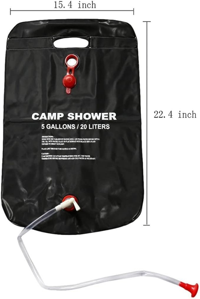Solar Camp Shower Bag Solar Heated Outdoor Shower Bag Portable Bathing for Outdoor Travel Hiking Climbing (5 Gallons/20 L)