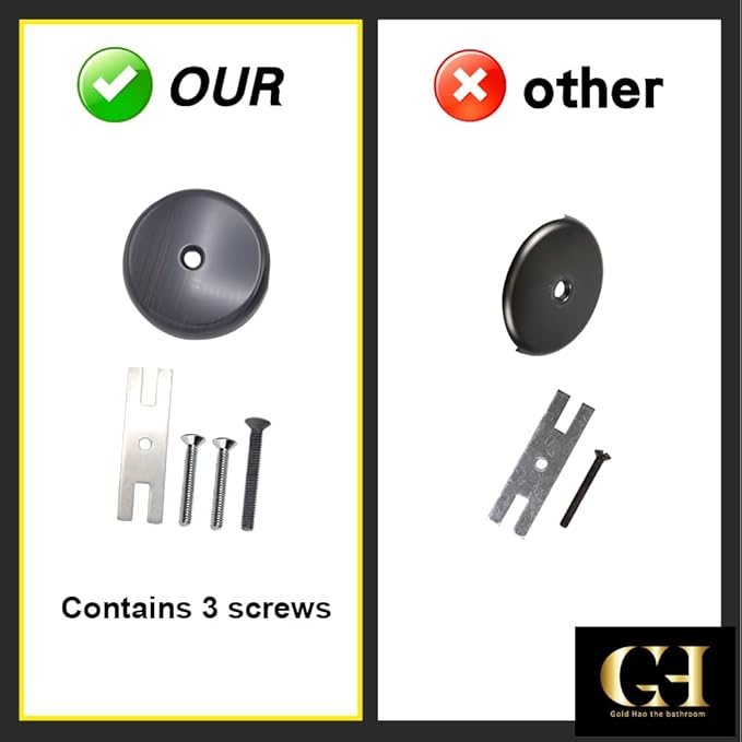 Single Hole Bathtub Drain Overflow Plate/Tub Overflow Drain Ccover with Three Matching Screws/Bathtub Overflow Drain Cover Includes an Adapter (Oil Rubbed Bronze)