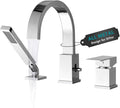 Brass Roman Tub Faucet with Handheld Sprayer, Deck Mount Bathtub Faucet with Hand Shower, 3 Hole Waterfall Faucet with 360 Spout, Single Handle Tub Filler with 8 GPM High Flow, Chrome