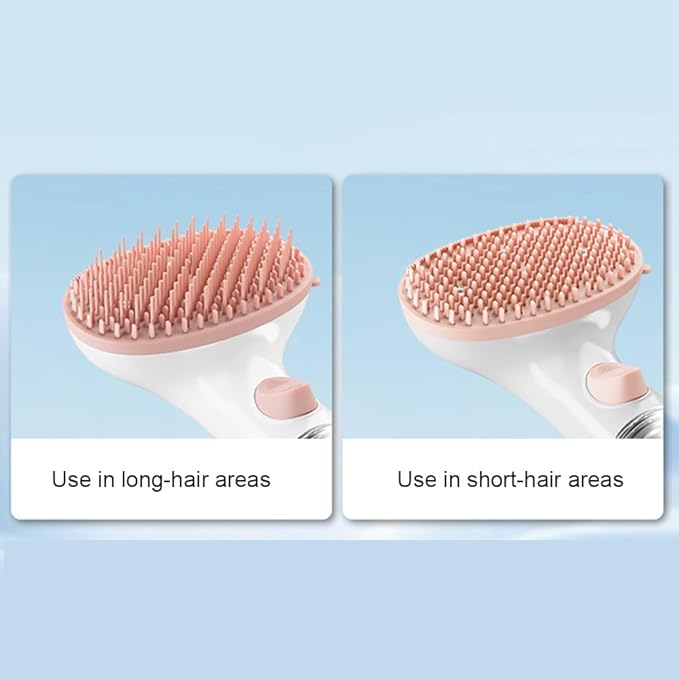 Dog Bath Brush, Scrubber Soft Silicone Head Pet Bathing Massage Brush Long Handle Shampoo Cleaning Brush for Short Long Hair Dogs Cats White Pink Optional (Grey)
