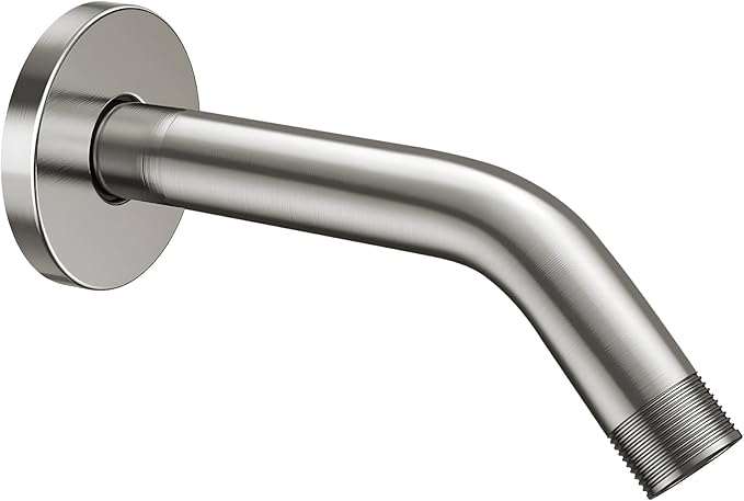Cobbe Shower Arm with Flange and Teflon Tape, 6-Inches Wall Mounted Shower Pipe Arm 304 Stainless Steel Extension for Fixed Shower Head, Brushed Nickel