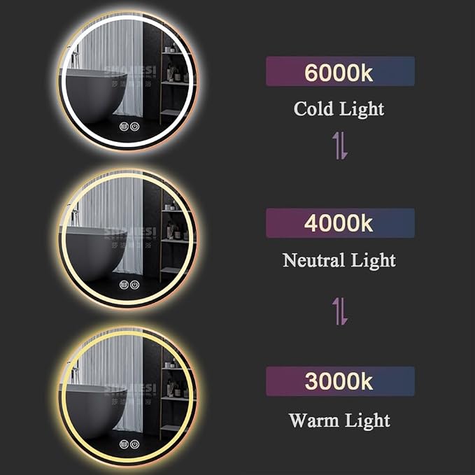 LTSRLL Frameless Illuminated LED Bathroom Wall Mirror - Image 3
