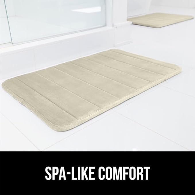 GORILLA GRIP Memory Foam Bath Mat, Soft Absorbent US Designed Bathroom Rug, Gripping Dots Machine Washable Bathmat, Cushioned Floor Mats, Shower Sink Rugs Room Décor Accessories, 42x24 Champagne