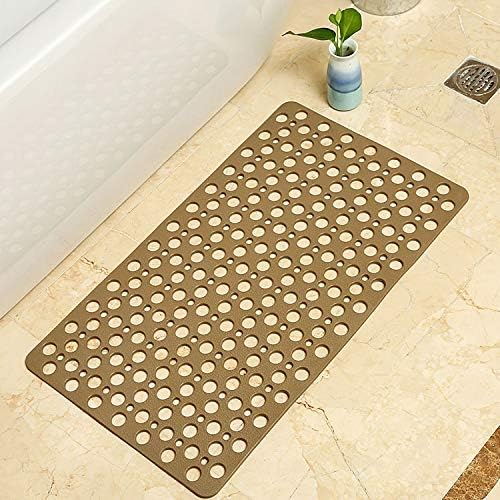 Casa and Beyond Shower Mat,Non Slip Bath Mat and Shower Mat with Suction Cups and Drain Holes,Bathroom Mat Easy to Clean Soft Machine Washable,Bathtub Mat Easy Dry&Cut (Coffee,28" x 15"(Rectangular))
