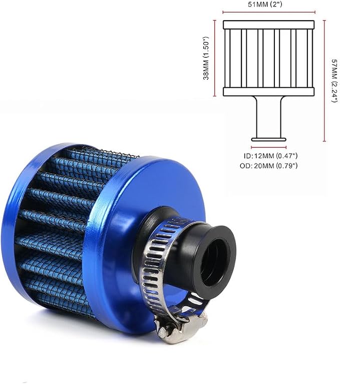 MUGE RACING 2Pcs Air Filter Cold Air Intake Filter Breather 12mm Valve Cover - Image 6
