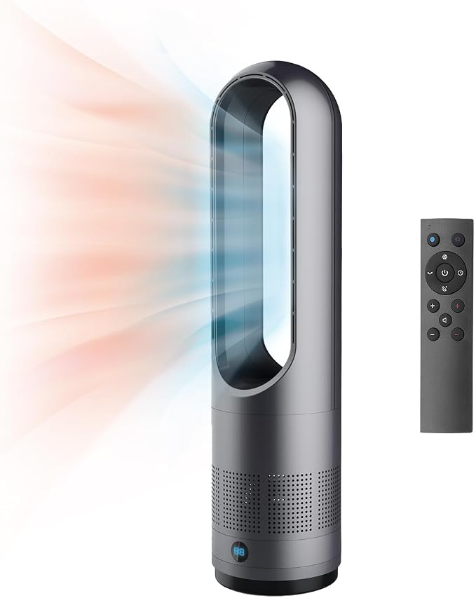 Bladeless Heater Fan, 22Inch Heating & Cooling Combo Tower Fan 80° Oscillating by Faryuan