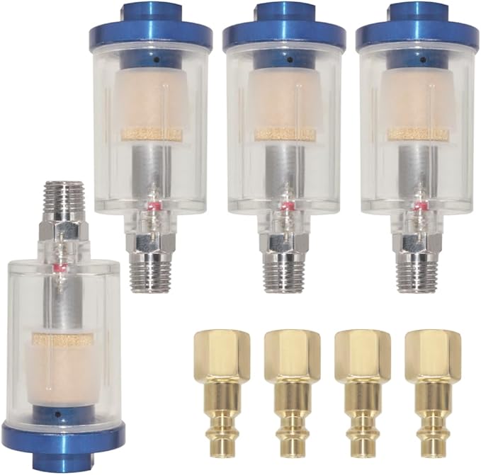 Oil Water Separator for Air Line, 1/4 Inch NPT Inlet and Outlet, Air Compressor by Qolekog