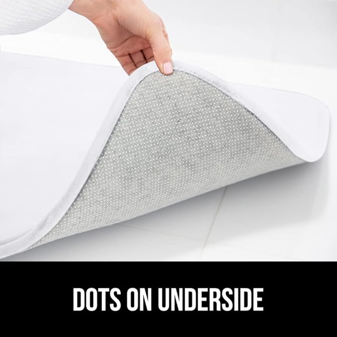 GORILLA GRIP Thick Memory Foam Bath Rugs, Soft Absorbent Velvet Bathroom Mats, Durable Dots on Underside, Machine Washable Bathmat, Carpet Rug Room Decor for Shower Floor, 48x24 Mat, White