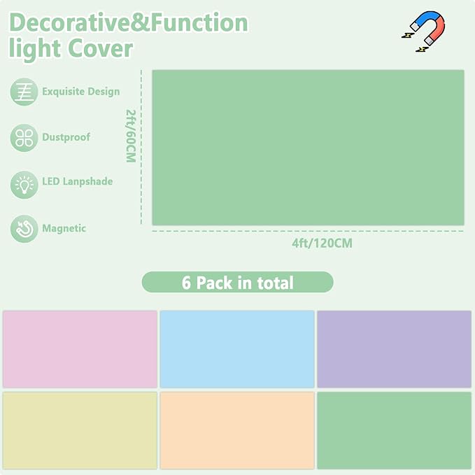 QOUBAI 6 Pcs Fluorescent Light Covers - Image 2