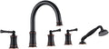 Roman Tub Faucet with Hand Shower, Antique Tub Shower Faucet Set with Valve for 5 Hole, Deck Mount Shower Tub Faucet Set，3 Handle Bath Tub Faucet High Flow, Oil Rubbed Bronze(B2309-ORB)