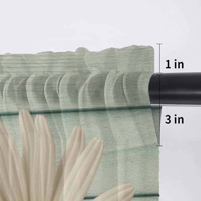 Daisy Flower Sheer Valances for Windows 60"x18", Light Filtering Kitchen - Image 7