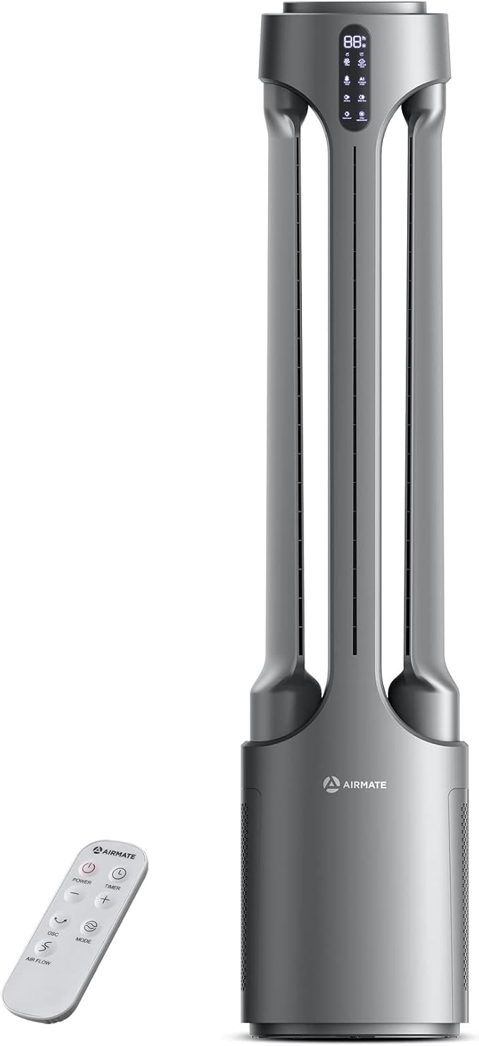 AIRMATE Air Purifier Bladeless Tower Fans, 1500CFM Large Air Volume, 28ft/s by AIRMATE