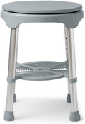 Medline Durable Aluminum Frame, Round Swivel Shower Stool, Gray, Supports up to 300lbs.
