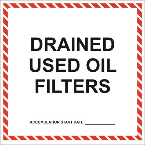 Drained Used Oil Filters Label by HCL
