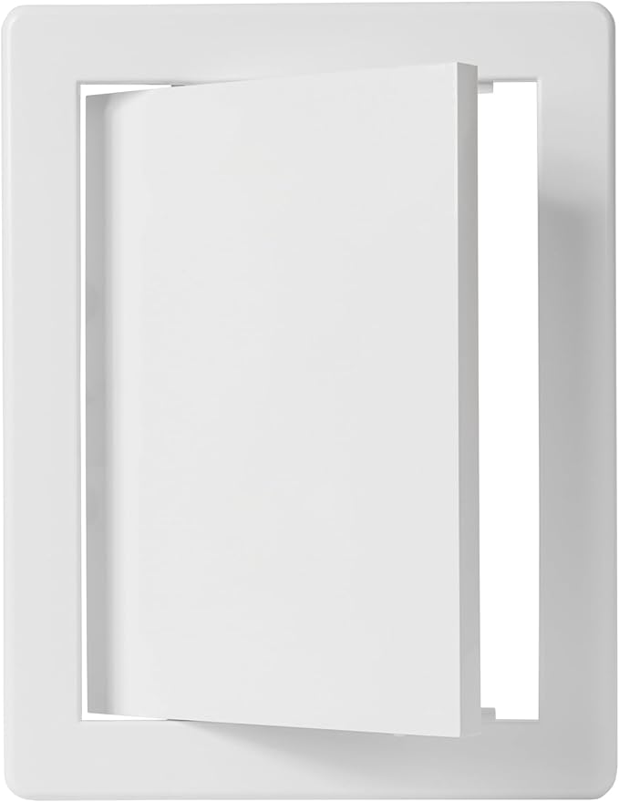 6" x 8" White Plastic Access Panel. Service Shaft Door Panel. Plumbing, Electricity, Heating, Alarm Wall Access Panel for Drywall. Bathroom Services Access Hole Cover. (6" x 8")
