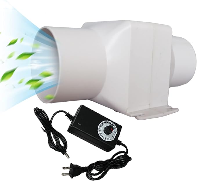 12V Inline Duct Fan Mini Attic Vent Booster 2.4“ 60Mm 58Cfm Variable Exhaust by Unknown