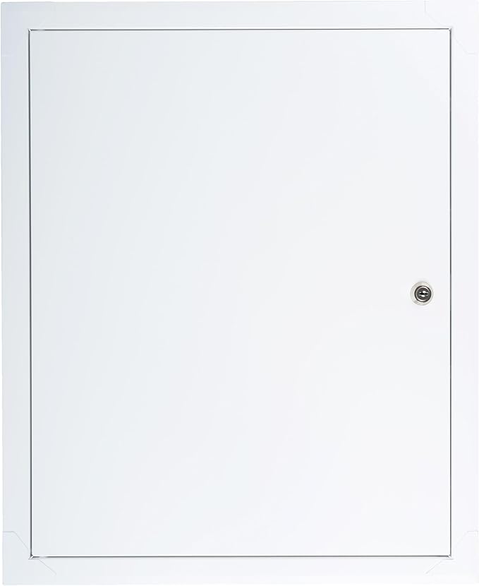 16" x 20" Lockable White Metal Access Panel. Service Shaft Door Panel with Key. Plumbing, Electricity, Heating, Alarm Wall Access Panel for Drywall. Bathroom Services Access Hole Cover.