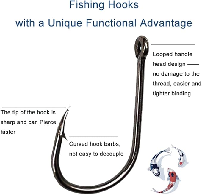 300PCS Small High-Carbon Steel Barbed Fishing Hooks with Holes, 10 Specifications of Fishing Hooks, Portable Boxed Hooks, Hooks That Can Adapt to Various Fishing Environments