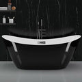 59 Inch Acrylic Freestanding Bathtub, Acrylic Soaking Bathtub with Matte Drain and Overflow, Modern Square Tub, CUPC Certified, Deep Ergonomic Design, Double-Walled Insulation, Easy Installation