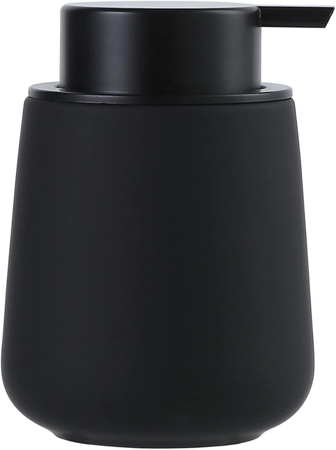 BosilunLife Black Soap Dispenser - Ceramic Dish Soap Dispenser for Bathroom 12ounce Refillable Liquid Hand Dispenser for Essential Oil, Lotion Dispenser with Pump (Rubber Paint)