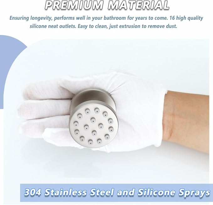 Brushed Nickel Round Shower Faucet Set with Body Jets 16 Inch Shower Head Handheld Shower Combo Set High Pressure Ceiling Mount with Rough-in Valve