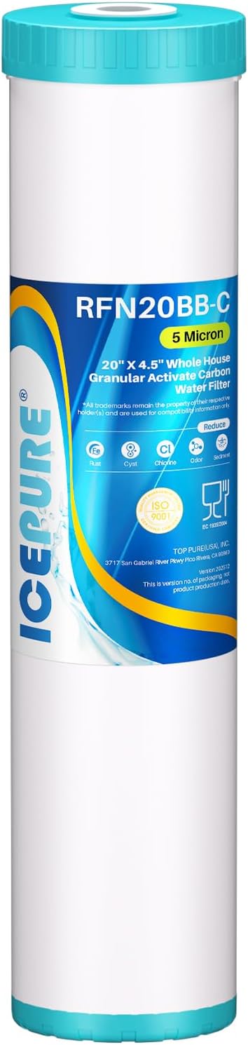 ICEPURE 20" x 4.5" GAC Filter, 5 Micron 20-Inch Whole House Granular Activated by ICEPURE